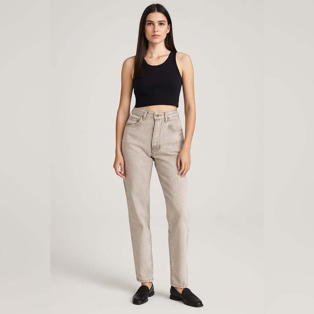 Calvin Klein Brown Cream Straight Leg Jeans Size 28